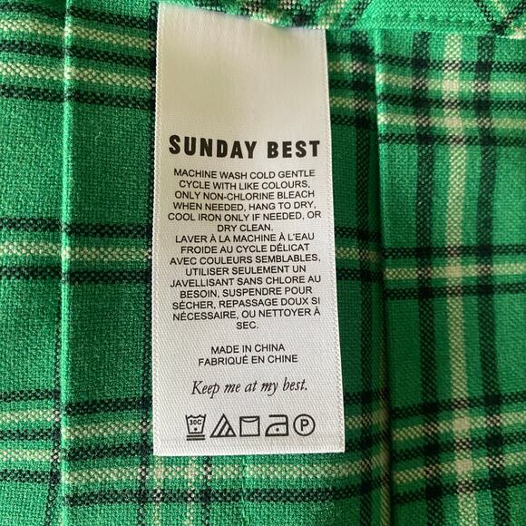 Sunday Best Kelly Green Pleated Plaid Mini Skirt Sz 12 School Girl Old Money - Picture 8 of 9